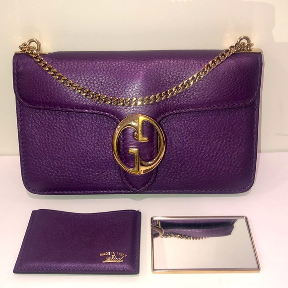 GUCCI Interlocking GG Dollar Crossbody WOC Pebbled Calfskin Leather - Picture 2 of 14